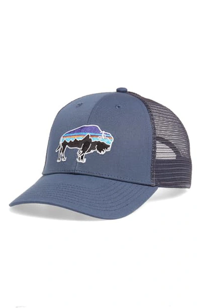 Shop Patagonia Fitz Roy Bison Trucker Hat In Dolomite Blue