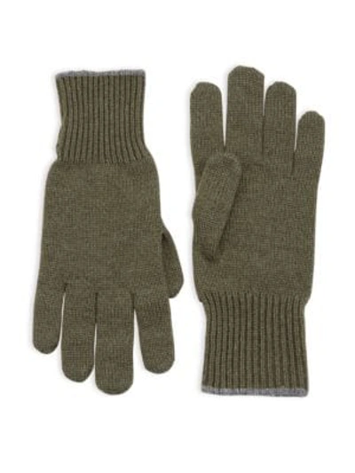 Shop Brunello Cucinelli Cashmere Gloves In Army Green