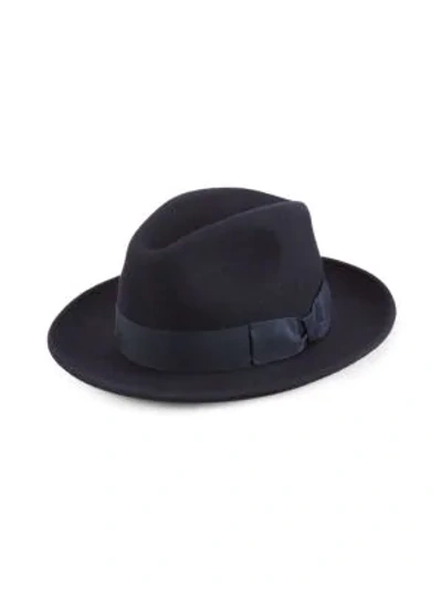 Shop Saks Fifth Avenue Collection Wool Fedora In Navy