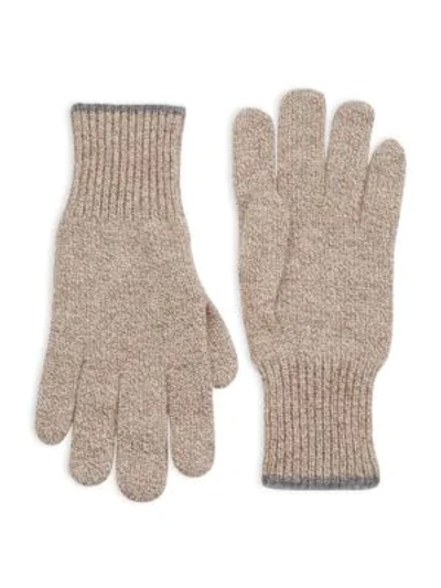 Shop Brunello Cucinelli Knit Cashmere Gloves In Beige