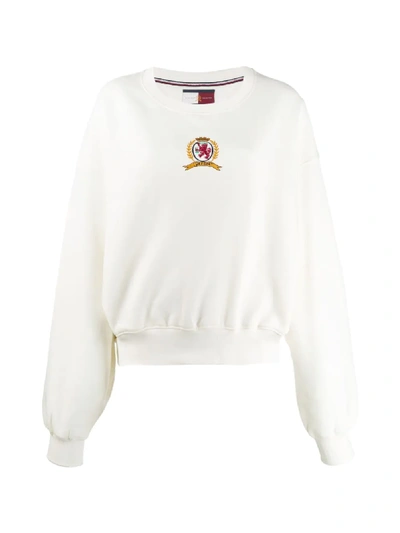 Tommy Hilfiger Embroidered Logo Sweatshirt In White