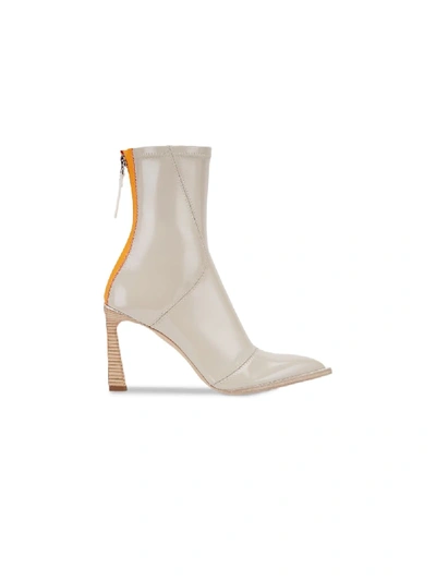 Shop Fendi Fframe Structured Heel Ankle Boots In Grey