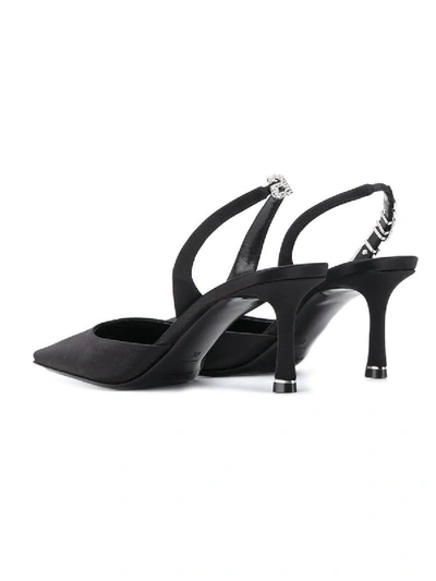 Shop Alexander Wang Grace Black Satin Slingbacks