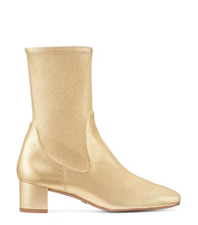 Shop Stuart Weitzman The Ernestine Boot In Gold Stretch Metallic Suede