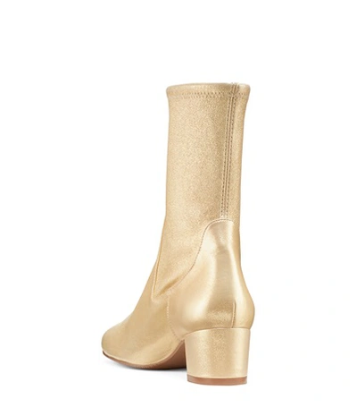 Shop Stuart Weitzman The Ernestine Boot In Gold Stretch Metallic Suede