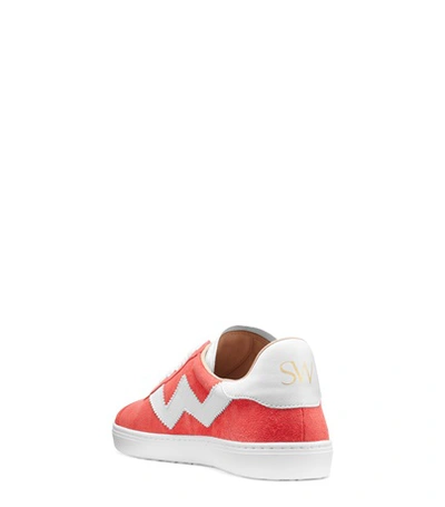 Shop Stuart Weitzman The Daryl Sneaker In Watermelon Pink Suede