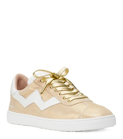 Shop Stuart Weitzman The Daryl Sneaker In Bronze Metallic Leather