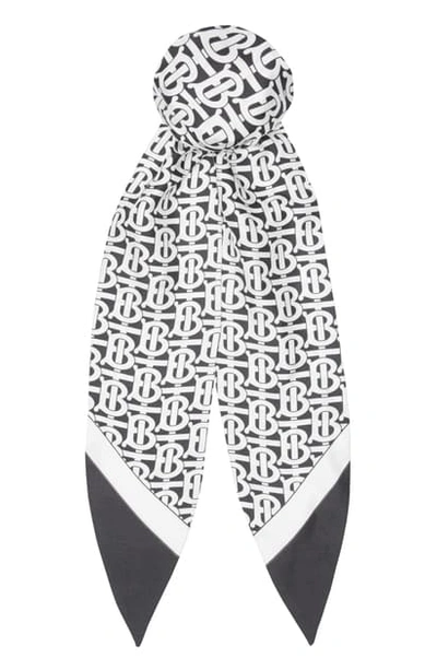 Shop Burberry Monogram Print Silk Chignon Scarf In Monochrome