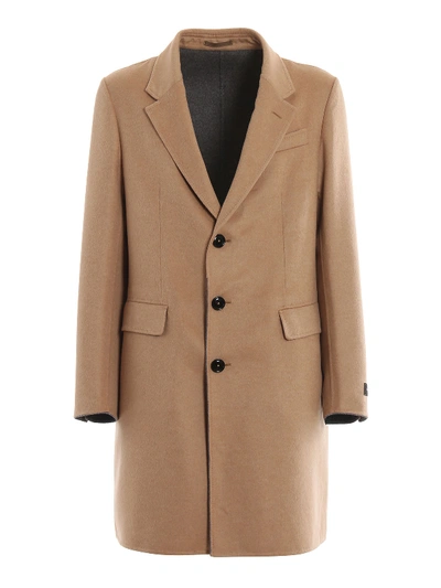 Shop Ermenegildo Zegna Wool And Cashmere Single Breasted Coat In Beige