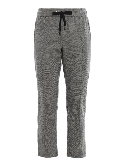 Shop Dolce & Gabbana Cashmere Blend Mini Check Trousers In Grey