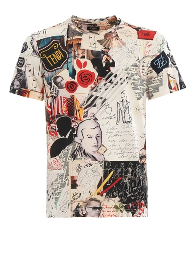 Shop Fendi Karl Kollage Print T-shirt In Multicolour