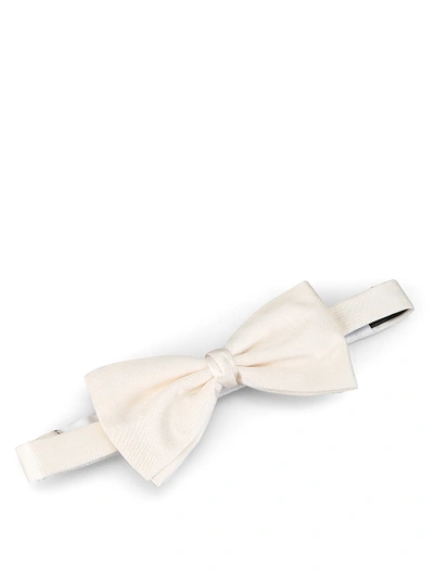 Shop Ermenegildo Zegna White Silk Satin Bow Tie