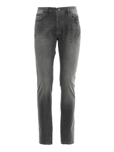 Shop Philipp Plein Super Straight Cut Original Grey Denim Jeans