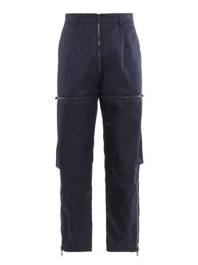 Shop Prada Nylon Gabardine Multi Pocket Trousers In Dark Blue