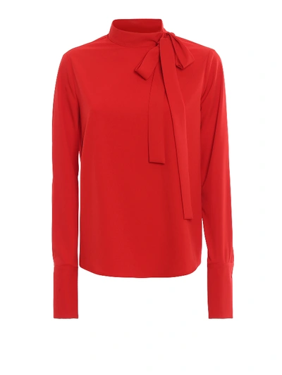 Shop Be Blumarine Long-sleeved Blouse With Bow In Red