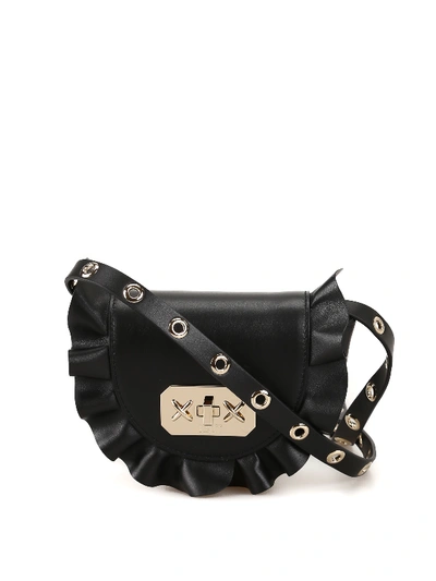 Shop Red Valentino Ruched Black Leather Belt Bag