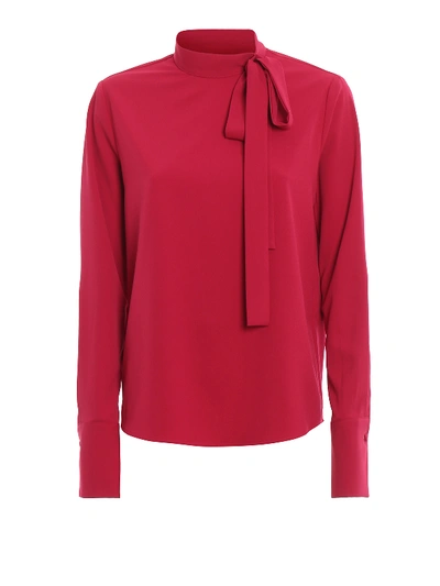Shop Be Blumarine Long-sleeved Blouse With Bow In Fuchsia