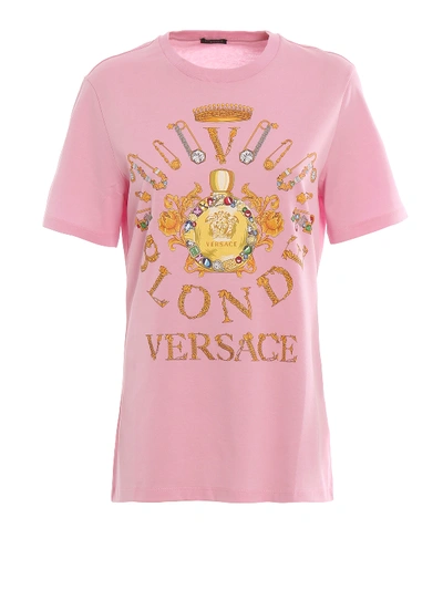 Shop Versace Logo Print Pink T-shirt