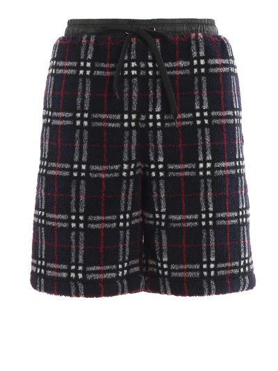 Shop Burberry Keaton Vintage Check Faux Shearling Shorts In Blue