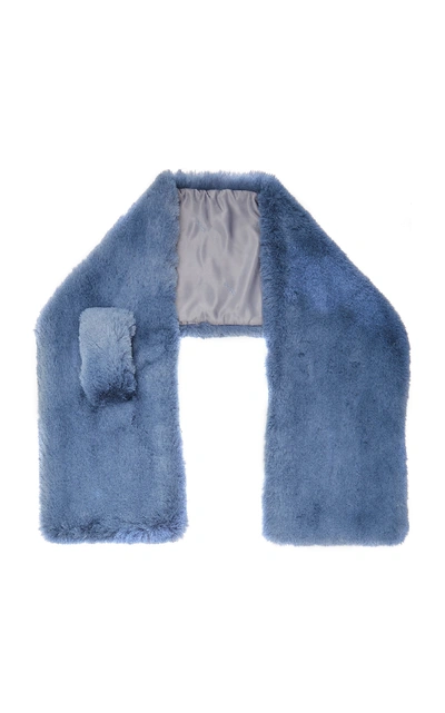 Shop Apparis Luna Faux Fur Scarf In Blue