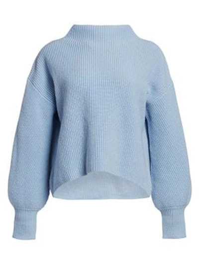 Shop A.l.c Helena Drop-shoulder Mockneck Sweater In Baby Blue