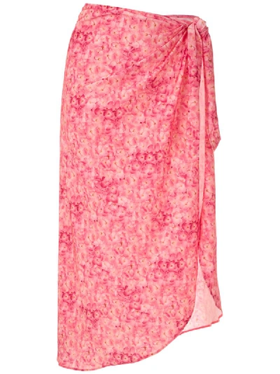ADRIANA DEGREAS 花卉印花海滩半身裙 - 粉色
