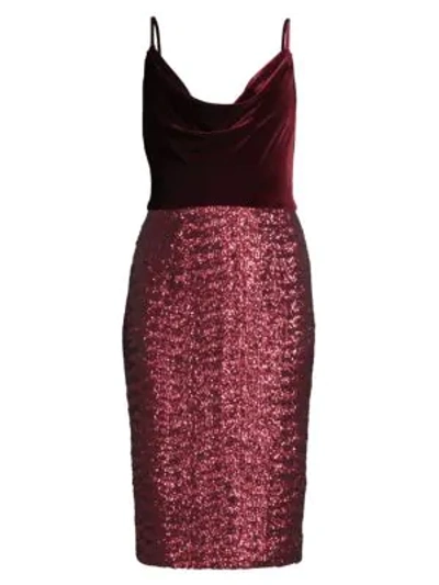 Shop Black Halo Women's Julissa Velvet & Sequin Sheath Dress In Pinot Noir