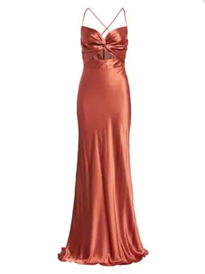 Shop Michelle Mason Twist Sweetheart Silk Gown In Dune