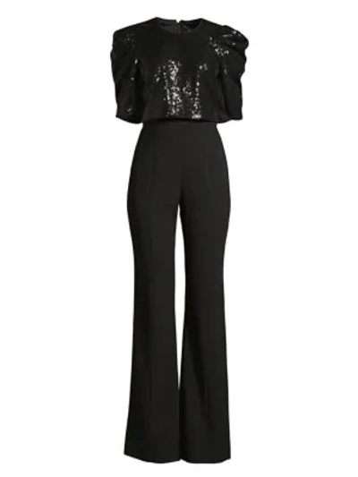 Shop Black Halo Women's Teresa Combo Sequin Wide-leg Jumpsuit In Night Sky