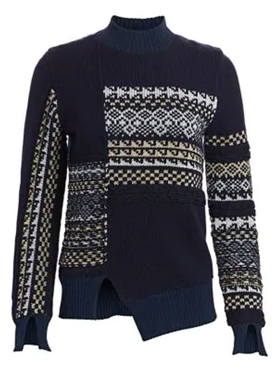 Shop 3.1 Phillip Lim / フィリップ リム Fair Isle Patchwork Wool Sweater In Midnight