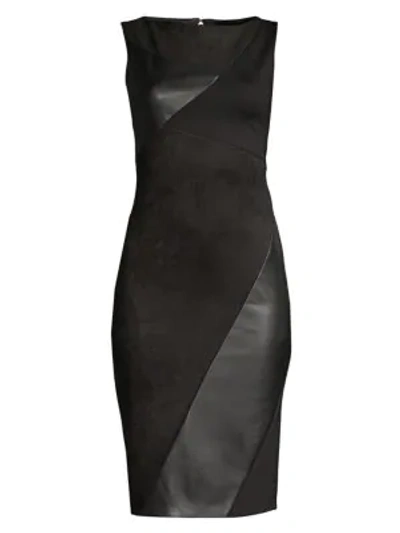 Shop Donna Karan Faux Leather Paneled Sheath Dress In Black