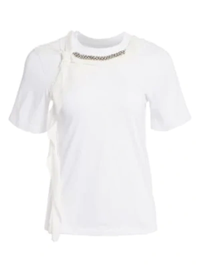 Shop 3.1 Phillip Lim / フィリップ リム Rhinestone-embellished Cording Cotton T-shirt In White