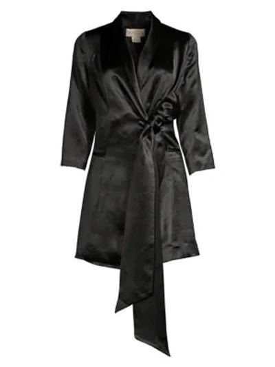 Shop Mestiza New York Aurora Claudia Tied Streth-silk Tuxedo Dress In Black
