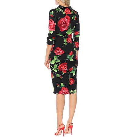Shop Dolce & Gabbana Floral Stretch-silk Dress In Multicoloured