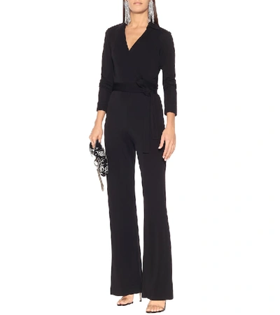Shop Diane Von Furstenberg Aries Jersey-blend Jumpsuit In Black
