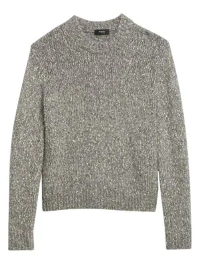 Shop Theory Speckled Knit Sweater In Medium Heather Grey