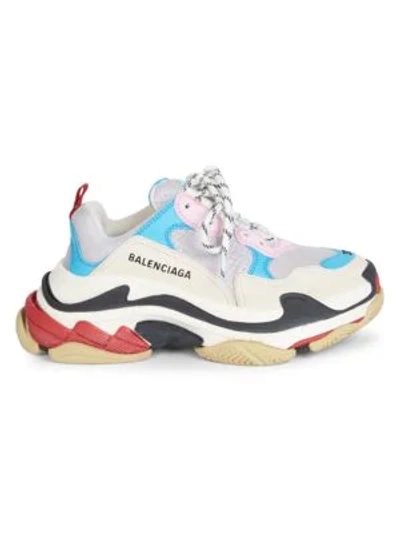 Shop Balenciaga Triple S Sneakers In White Blue Pink