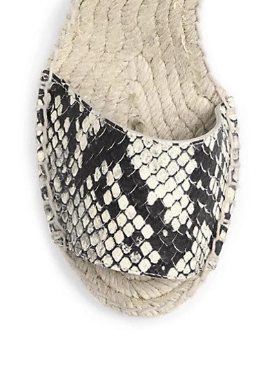 Shop Vince Sophie Snake-embossed Leather Espadrille Wedge Sandals In Black-white