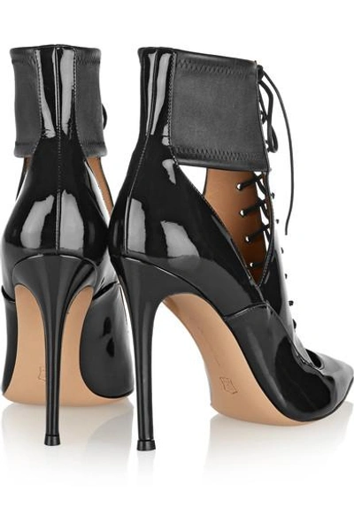 Shop Gianvito Rossi Lace-up Patent-leather Ankle Boots In Black