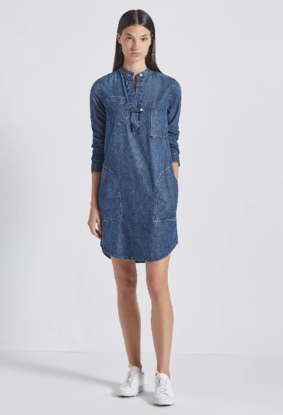 Shop Current Elliott The B50 Dress In Denim Chambray