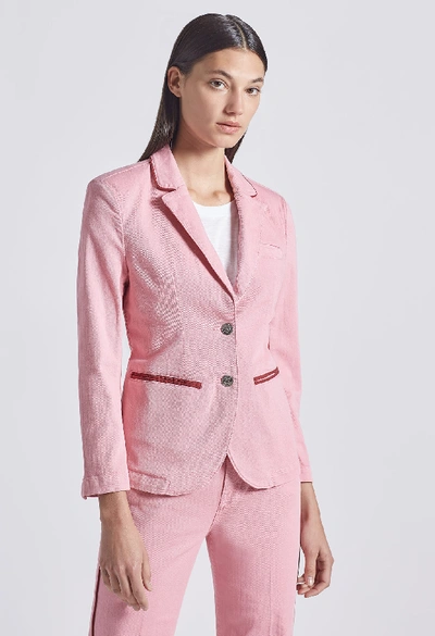 Shop Current Elliott The Denim Taxi Line Blazer In Sea Pink W,piping