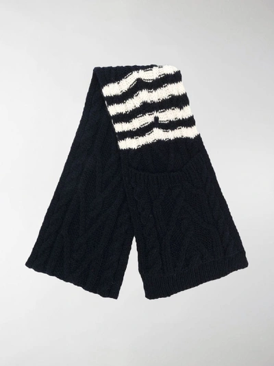 Shop Thom Browne Aran Cable Stripe Scarf In Blue