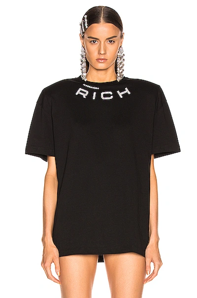 Shop Alessandra Rich Padded Shoulder Oversized T Shirt In Black