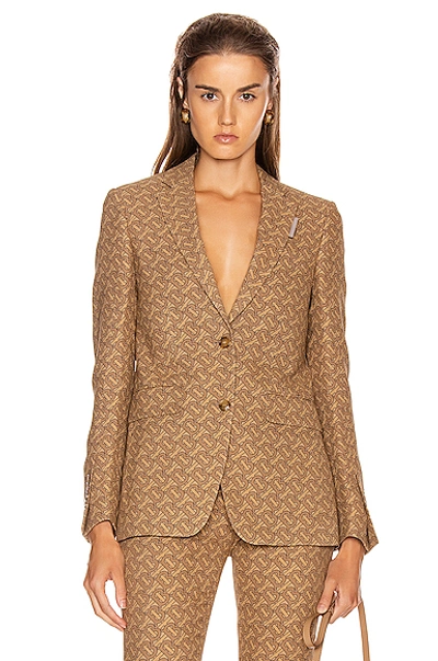 Shop Burberry Surrey Tailored Jacket In Abstract,brown,neutral In Tawny