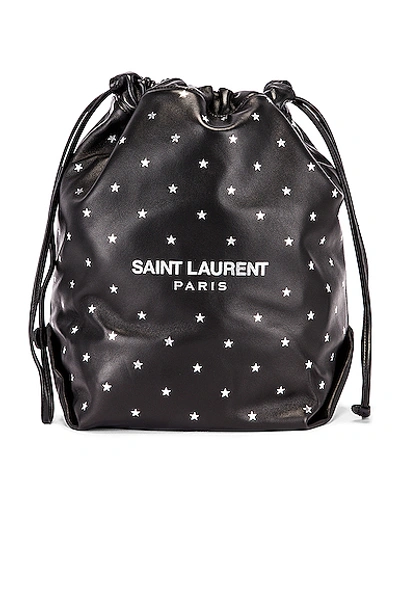 Shop Saint Laurent Star Teddy Pouch Chain Bag In Black & Silver