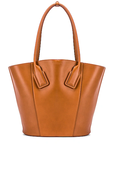 Shop Bottega Veneta Medium Basket Tote In Wood & Gold