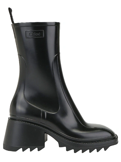 Chloé Chloe Women Black Rubber Ankle Boots In Black