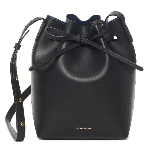 Mansur Gavriel Black Mini Bucket Bag In Blu | ModeSens