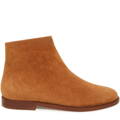 Shop Mansur Gavriel Shearling Flat Ankle Boot In Cammello