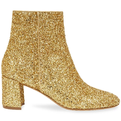 Shop Mansur Gavriel Glitter 65mm Ankle Boot In Gold